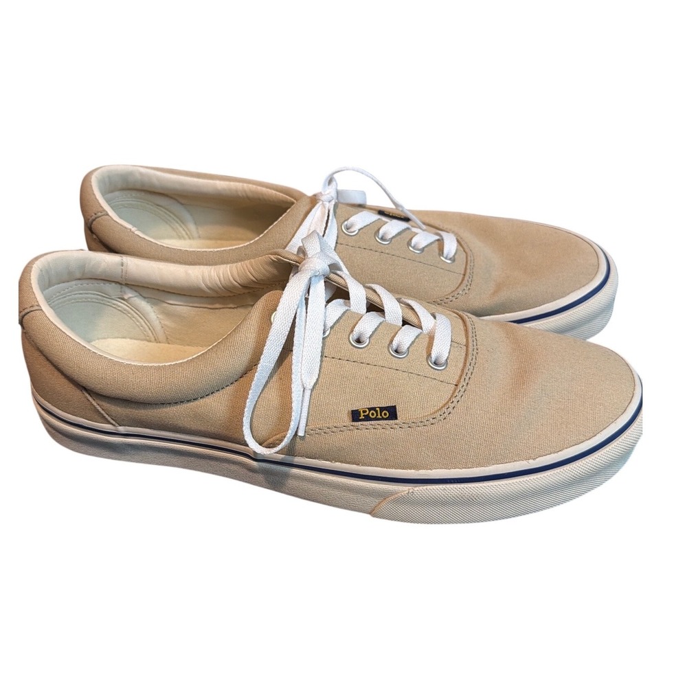 Polo Ralph Lauren Keaton Chino Tan Twill Low Top Sneakers Mens 11.5 D NWOT
